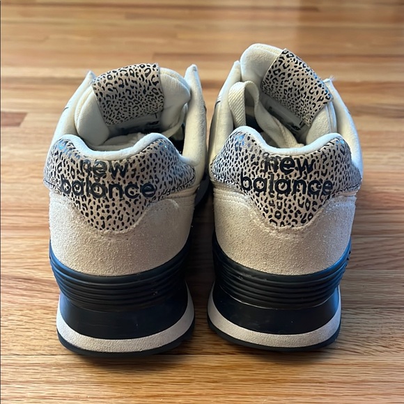 New Balance 574 Cream and animal print Women's Shoes - Picture 3 of 11